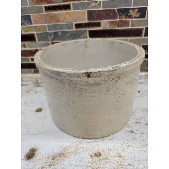 Vintage Crock Stoneware Butter, Farmhouse Primitive, Country Kitchen - Picture 2 of 5